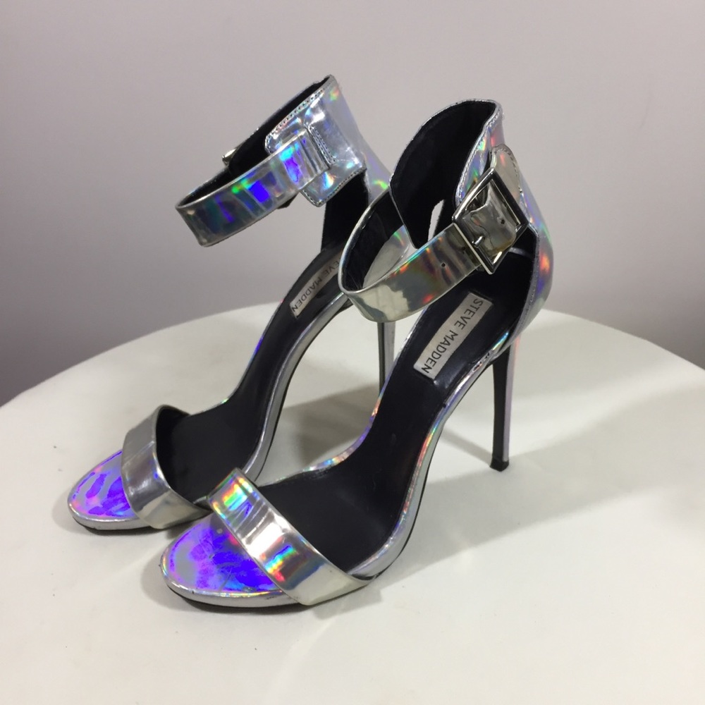Steve Madden Marlenee Holographic Strappy Heels